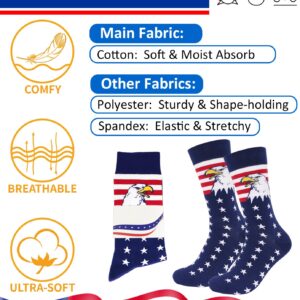 BUENWAZ American Flag Eagle Socks Medium Size for Men, Stars Stripes Patriotic Socks for Fourth of July Independence Day