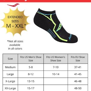 Saucony Men's Rundry Bolt Performance No-Show Socks, Available in M-XXL (6, 12, 18, Black Assorted (6 Pairs), XX-Large