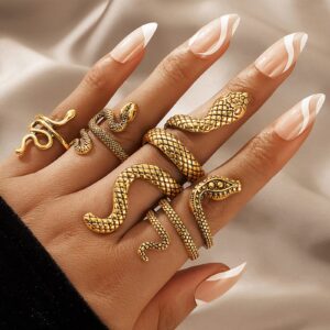 Choistily Snake Rings for Women Silver Vintage Snake Knuckle Rings Open Adjustable Snake Wrap Rings