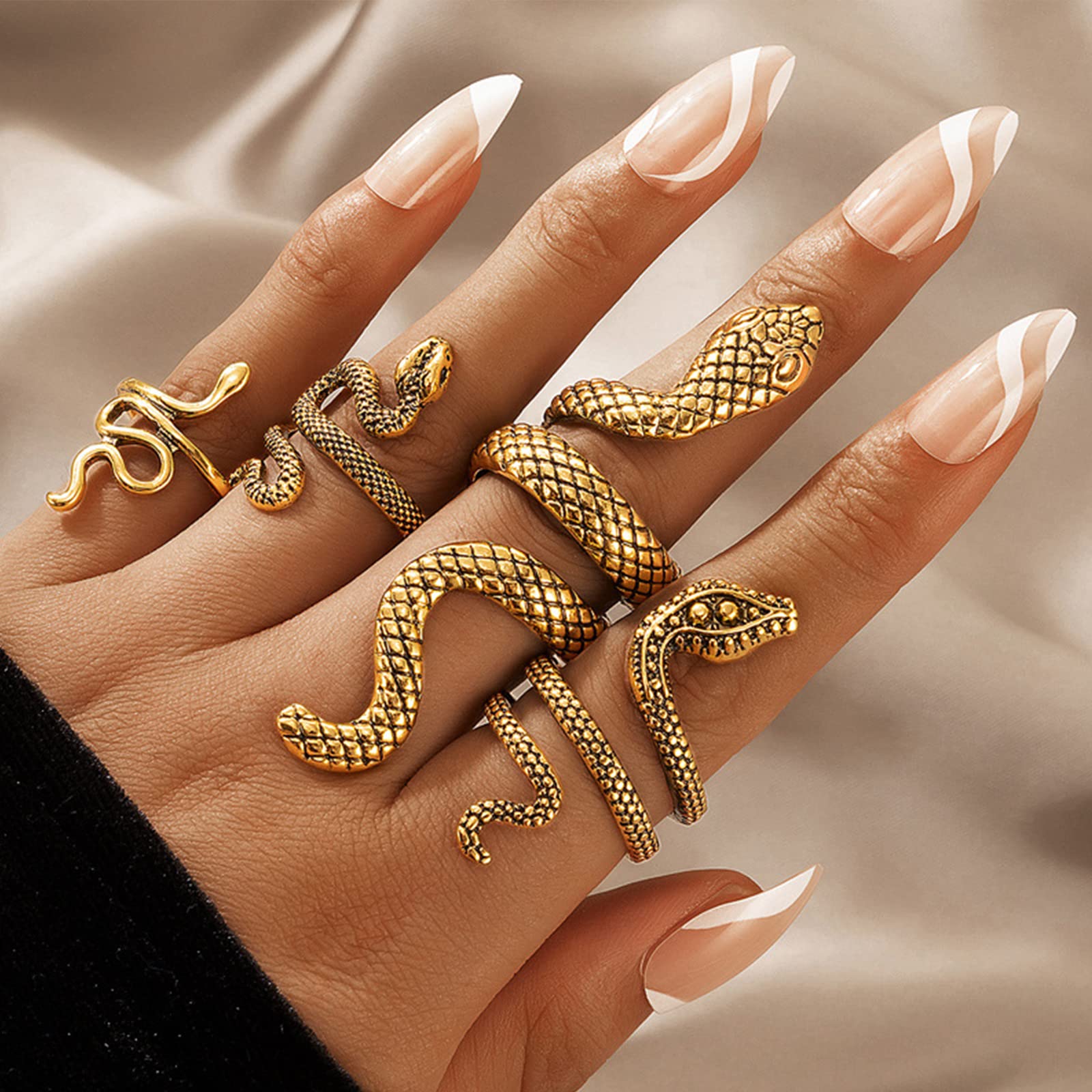 Choistily Snake Rings for Women Silver Vintage Snake Knuckle Rings Open Adjustable Snake Wrap Rings