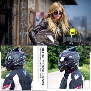 Personalized Full Face Bluetooth Motorcycle Helmet, Flip up Front Motocross Full Helmet Double Visor Adult Mountain Helmet Built-in Speaker Auto Answer for Men Women, DOT/ECE Approved -and-XXL