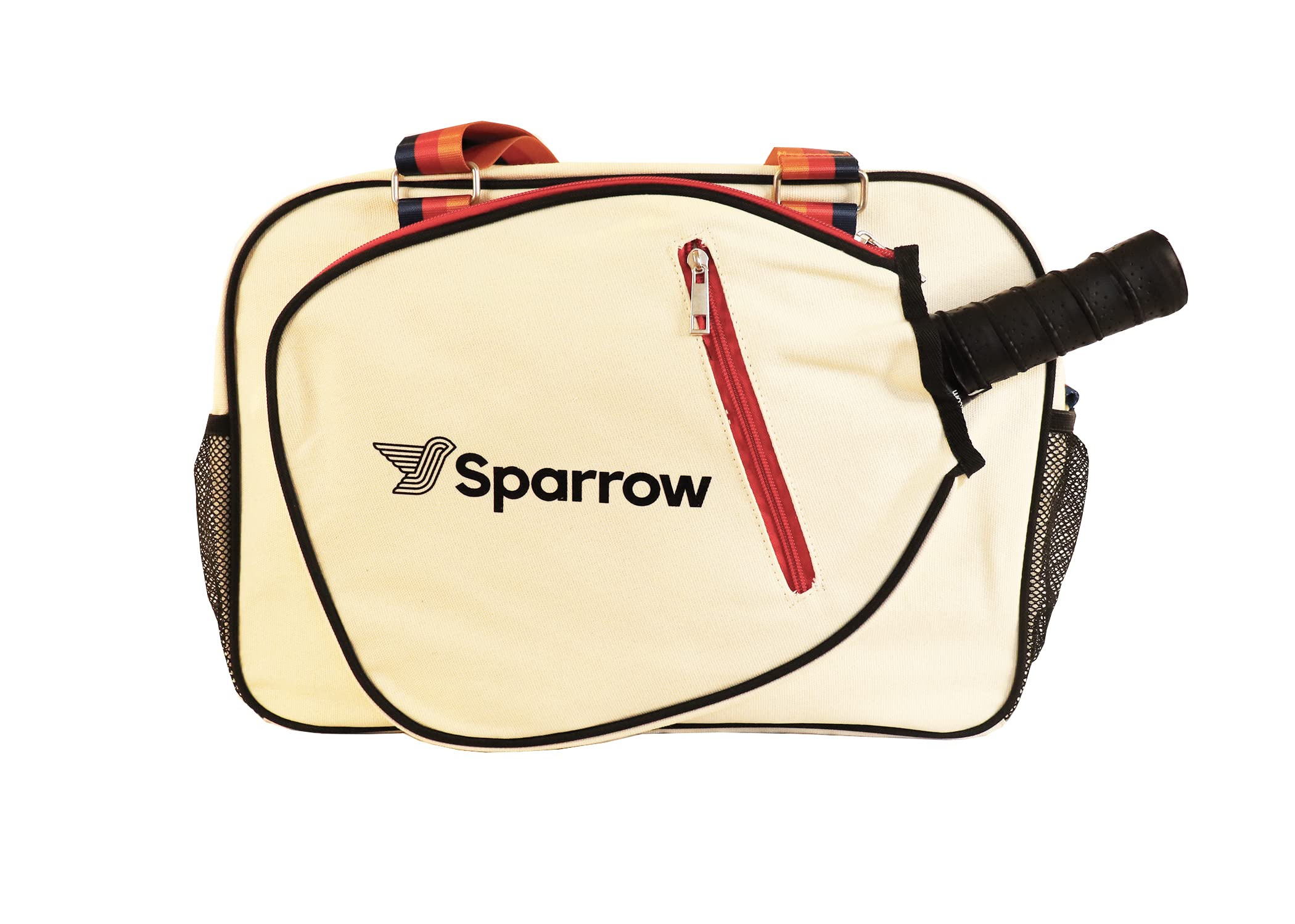 Sparrow Sports & Accessories Pickleball Bag - Sports Bag For Gear, Gym Essentials - Adjustable Strap, Mesh Pockets, Pickleball Paddle Compartment With Cover - Stylish Retro Look - 20x8x12" (3 Stripes)