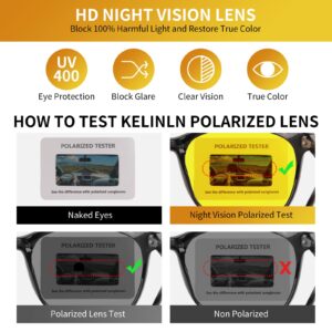 Kelinln Night Vision Driving Glasses Polarized Anti-glare, HD Yellow Tinted Glasses for Women Men