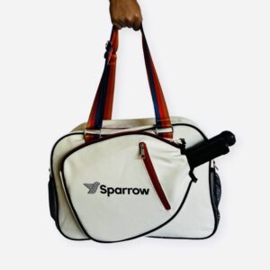 Sparrow Sports & Accessories Pickleball Bag - Sports Bag For Gear, Gym Essentials - Adjustable Strap, Mesh Pockets, Pickleball Paddle Compartment With Cover - Stylish Retro Look - 20x8x12" (3 Stripes)