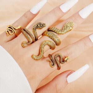 Choistily Snake Rings for Women Silver Vintage Snake Knuckle Rings Open Adjustable Snake Wrap Rings