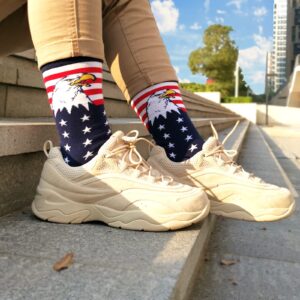 BUENWAZ American Flag Eagle Socks Medium Size for Men, Stars Stripes Patriotic Socks for Fourth of July Independence Day