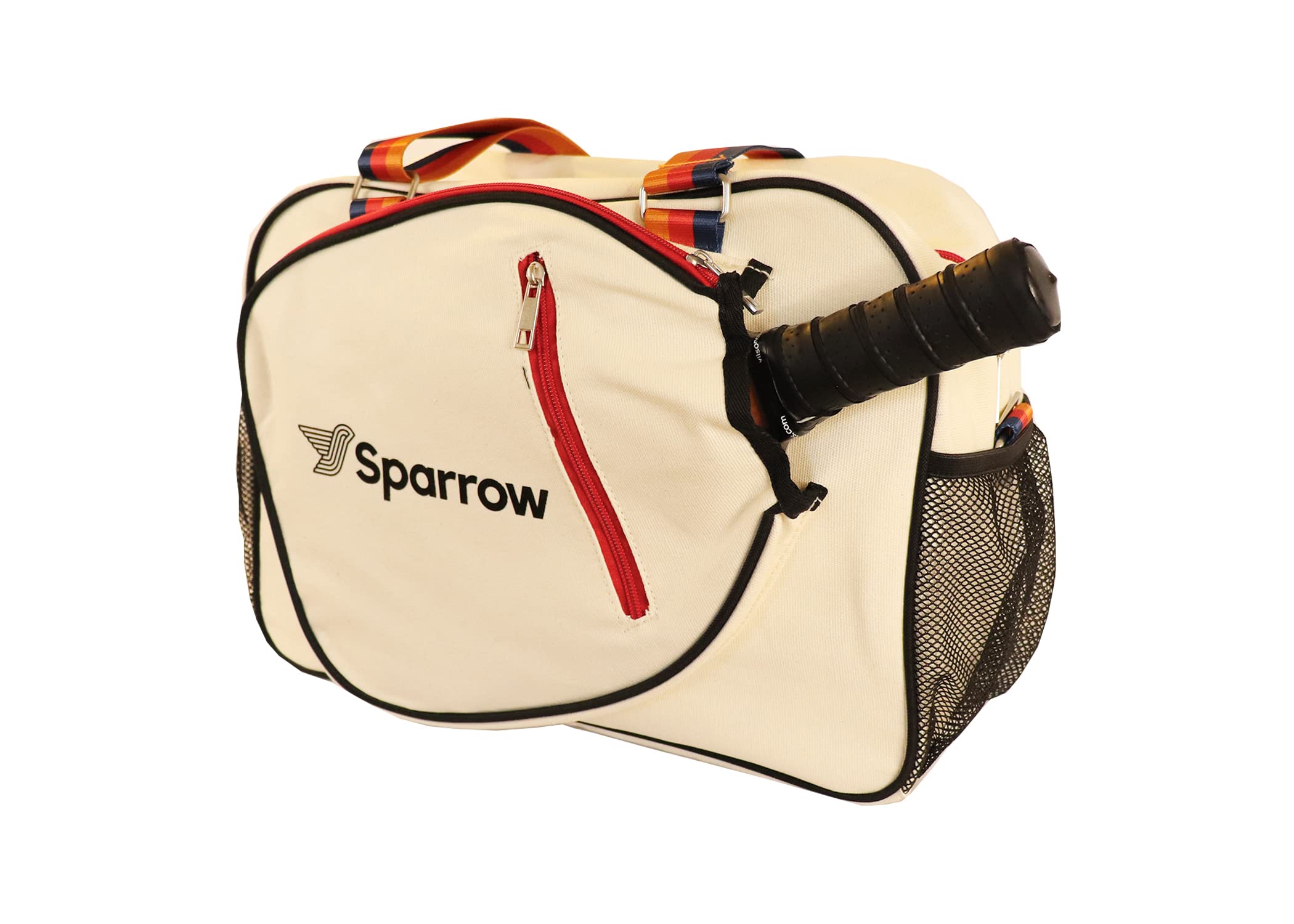 Sparrow Sports & Accessories Pickleball Bag - Sports Bag For Gear, Gym Essentials - Adjustable Strap, Mesh Pockets, Pickleball Paddle Compartment With Cover - Stylish Retro Look - 20x8x12" (3 Stripes)