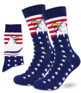 buenwaz american flag eagle socks medium size for men, stars stripes patriotic socks for fourth of july independence day