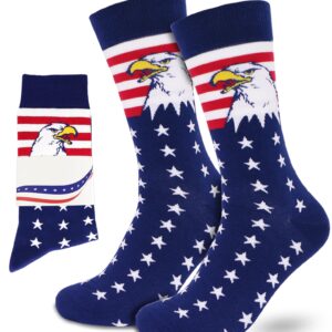 BUENWAZ American Flag Eagle Socks Medium Size for Men, Stars Stripes Patriotic Socks for Fourth of July Independence Day