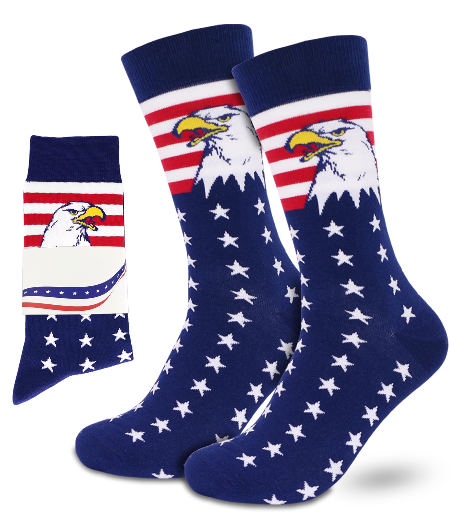 BUENWAZ American Flag Eagle Socks Medium Size for Men, Stars Stripes Patriotic Socks for Fourth of July Independence Day