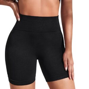 X-SNOW FALCON Women Gym Workout Seamless Shorts High Waisted Biker Scrunch Butt Booty Athletic Yoga Shorts Black