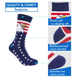 BUENWAZ American Flag Eagle Socks Medium Size for Men, Stars Stripes Patriotic Socks for Fourth of July Independence Day