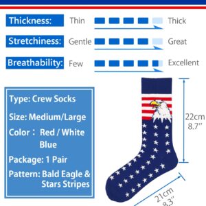 BUENWAZ American Flag Eagle Socks Medium Size for Men, Stars Stripes Patriotic Socks for Fourth of July Independence Day