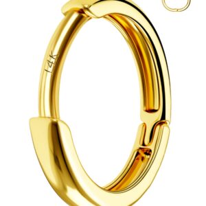 Jewseen 14K Gold Tiny Hoop Earrings Huggie Hoop Earrings 20G Small Endless Hinged Hoops for Earlobe 6mm 8mm 10mm Septum Hoop Septum Ring Cartilage Helix Earrings Nose Hoop for Women Men