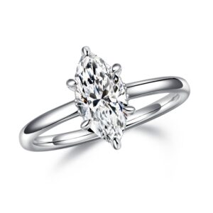 moosea marquise moissanite engagement rings for women, 1.5ct d color vvs1 clarity 14k white gold vermeil wedding rings