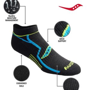 Saucony Men's Rundry Bolt Performance No-Show Socks, Available in M-XXL (6, 12, 18, Black (6 Pairs), XX-Large