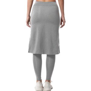 Women's Modest Long Skirt with Attached Leggings Pockets Midi Cover Up Workout Skirted Capris LGY XL Light Grey