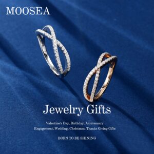 MOOSEA Infinity Moissanite Rings for Women, D Color VVS1 Clarity Lab Created Diamond Anniversary Rings 14K Yellow Gold Vermeil Moissanite Wedding Band for Women Jewelry Gifts