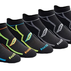 Saucony Men's Rundry Bolt Performance No-Show Socks, Available in M-XXL (6, 12, 18, Black (6 Pairs), XX-Large