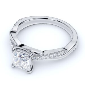 10k White Gold 4-Prong Petite Twisted Vine 1CT Princess Cut Genuine Moissanite Engagement Ring Promise Bridal Ring (7)