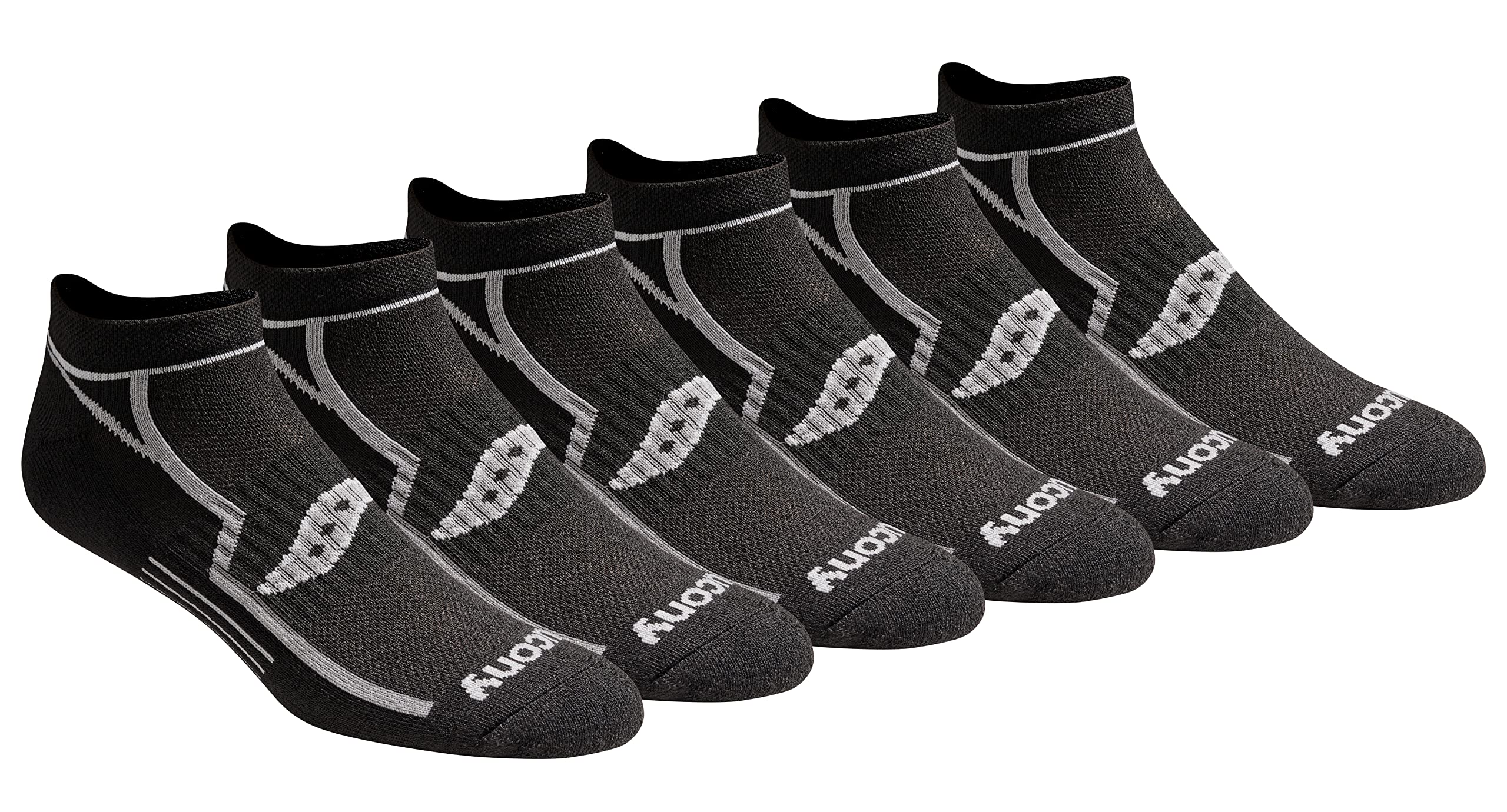 Saucony Men's Rundry Bolt Performance No-Show Socks, Available in M-XXL (6, 12, 18, Black Assorted (6 Pairs), XX-Large