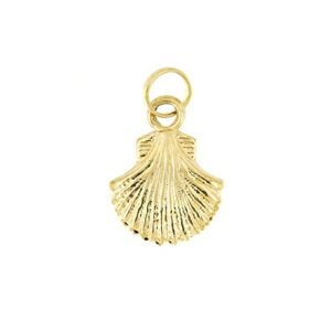 lucchetta - 14k yellow gold small seashell jewelry - charm symbol of life and prosperity for necklaces, authentic womens italian pendant from italy