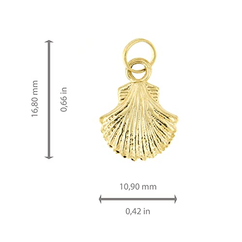 Lucchetta - 14k Yellow Gold Small SeaShell Jewelry - Charm Symbol of Life and Prosperity for Necklaces, Authentic Womens Italian Pendant from Italy