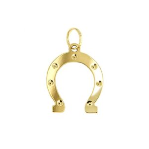 lucchetta - gold horseshoe pendant without necklace, small good luck charm in 14 kt yellow, womens 14k charms for necklaces up to 4mm, authentic fine jewelry from italy