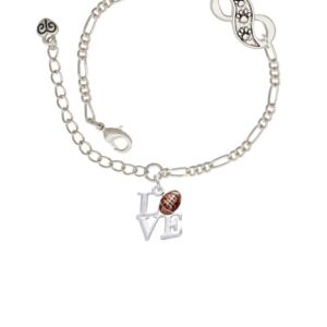 Delight Jewelry Silvertone Love with Football - Silver-tone Paw Infinity Link Chain Bracelet, 6"+2" Extender