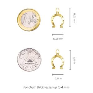 Lucchetta - Gold Horseshoe Pendant without Necklace, Small Good Luck Charm in 14 Kt Yellow, Womens 14k Charms for Necklaces up to 4mm, Authentic Fine Jewelry from Italy