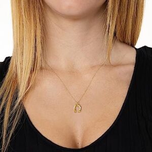 Lucchetta - Gold Horseshoe Pendant without Necklace, Small Good Luck Charm in 14 Kt Yellow, Womens 14k Charms for Necklaces up to 4mm, Authentic Fine Jewelry from Italy