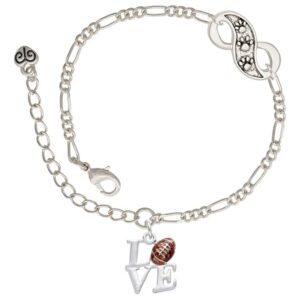 Delight Jewelry Silvertone Love with Football - Silver-tone Paw Infinity Link Chain Bracelet, 6"+2" Extender