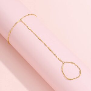 BUAJIUBUA Slave Bracelet Silver Simple Ring Bracelet Hand Chain for Women Jewelry Dainty (GOLD)