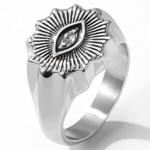 Jude Jewelers Stainless Steel Retro Vintage Eye Signet Style Cocktail Party Statement Promise Anniversary Halloween Biker Ring (Silver, 12)