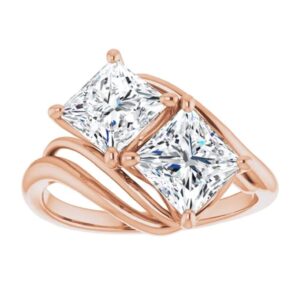 10K Solid Rose Gold Handmade Engagement Rings 4 CT Princess Cut Moissanite Diamond Solitaire Wedding/Bridal Ring Set for Womens/Her Propose Rings (6.5)