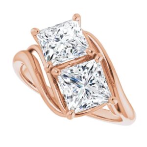 10K Solid Rose Gold Handmade Engagement Rings 4 CT Princess Cut Moissanite Diamond Solitaire Wedding/Bridal Ring Set for Womens/Her Propose Rings (6.5)