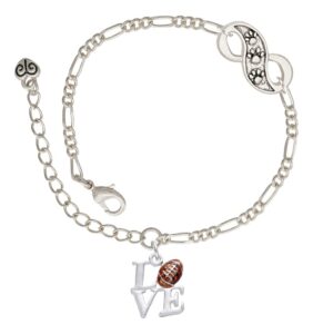 delight jewelry silvertone love with football - silver-tone paw infinity link chain bracelet, 6"+2" extender