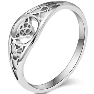 jude jewelers stainless steel classic plain celtic knot pattern wedding statement promise anniversary ring (silver, 8)