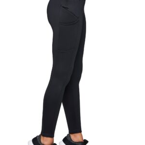 Avalanche Women's Full Length Zipper Pocket Hiking Fleece Lined Legging Black 4Pkt L