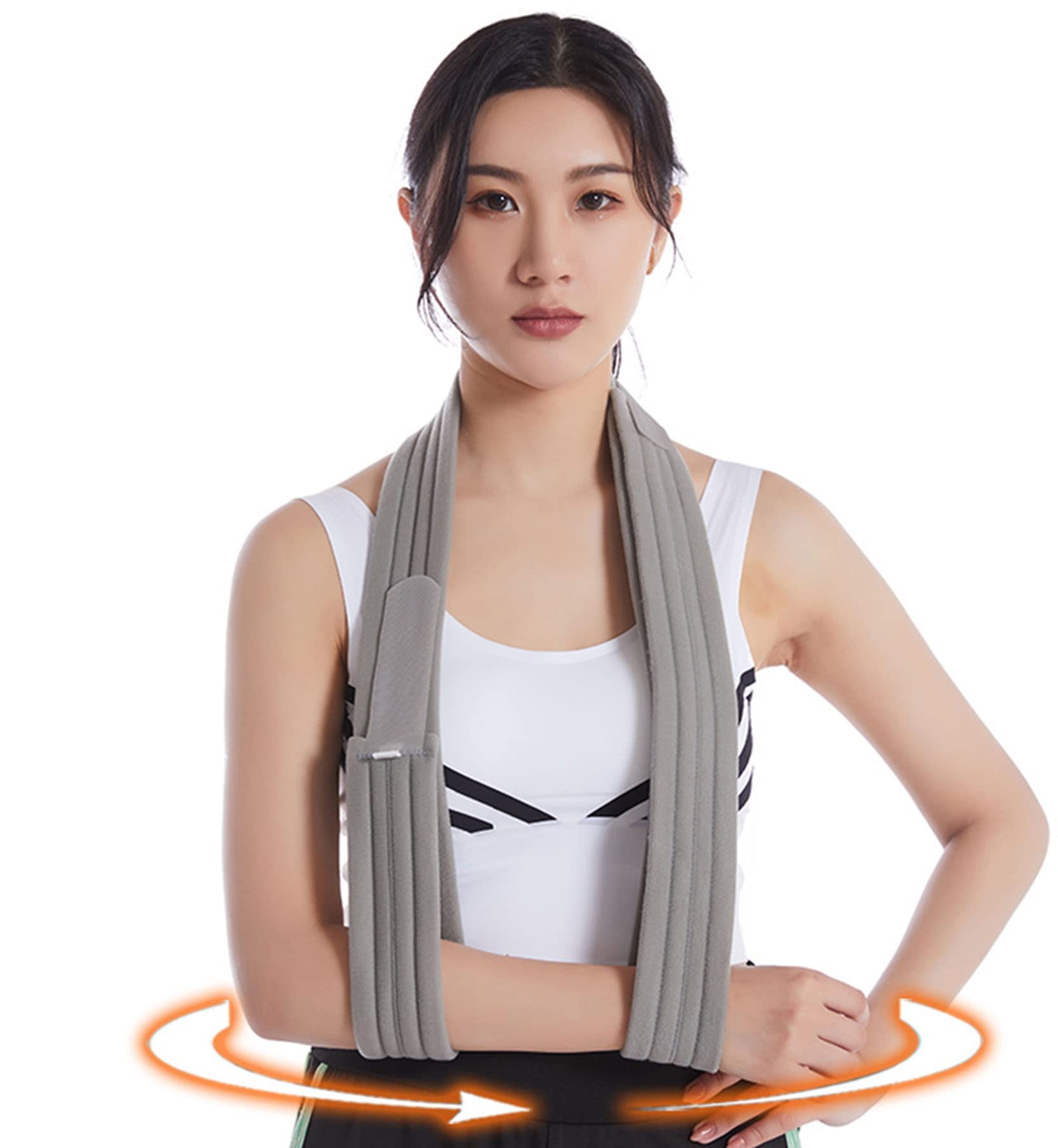 Wisexplorer 71inch/180cm Shoulder Immobilizer Arm Sling, Adjustable Lightweight&Comfortable Effective Medical Arm Support Sling for Rotator Cuff Torn Arm Wrist Hand Elbow Injury, Broken & Fractured Bones(Grey)