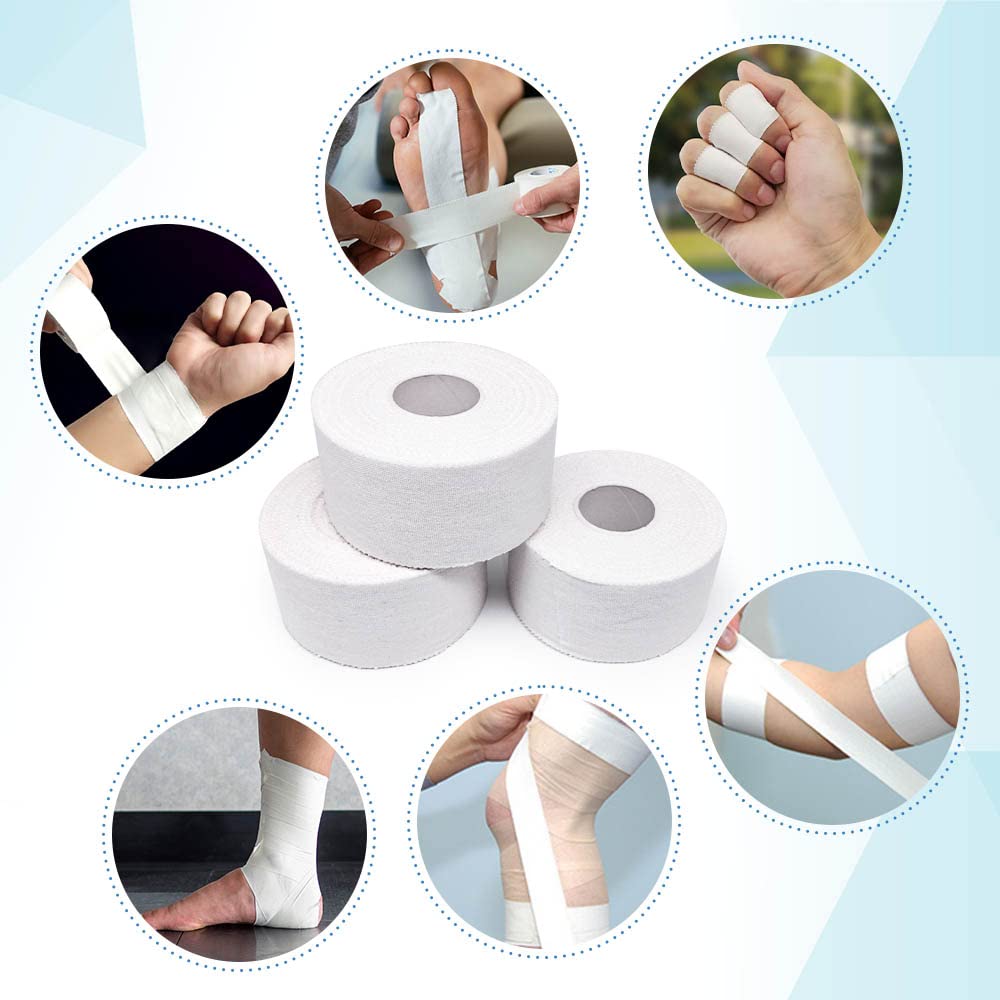 ZHIUGUZILLA Athletic Sport Tape | 3 Pack White Athletic Sports Tape | | Sports Tape Athletic for Sport Trainers & First Aid Injury Wrap | 1.5 Inch*15 Yards（White）