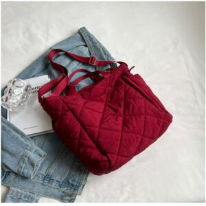 Quilted Tote Bag for Women Lightweight Puffer Shoulder Bag Hobo Crossbody Bag Casual Nylon Padding Handbags