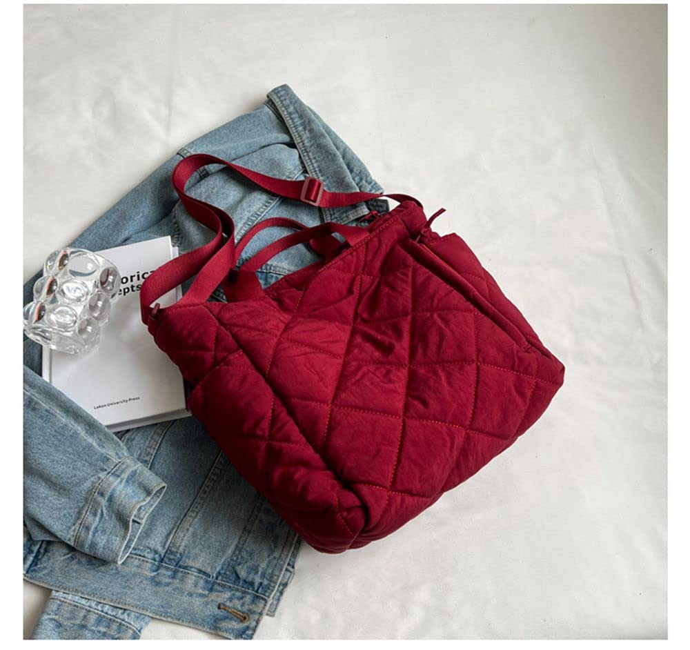 Quilted Tote Bag for Women Lightweight Puffer Shoulder Bag Hobo Crossbody Bag Casual Nylon Padding Handbags