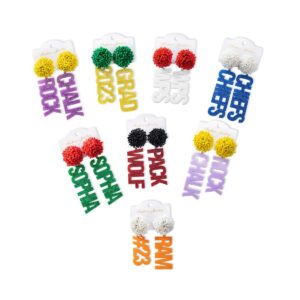 Custom Football Team Earrings for Women Daughter Cheerleading Pom Poms Earrings Personalized Name Number Game Day Sport Drop Dangle Earrings Spirit High School College Holiday Christmas Gifts For Mom