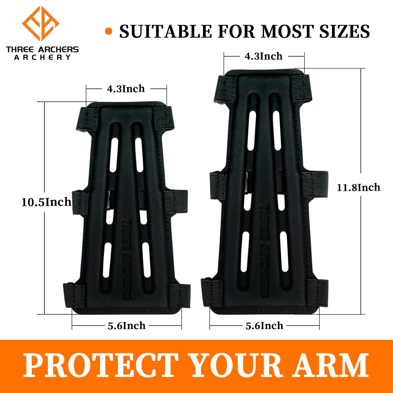 THREE ARCHERS Archery Arm Guard Forearm Protector Adjustable 3-Strap Buckles Arm Protection for Archer Hunter for Hunting & Targeting-M