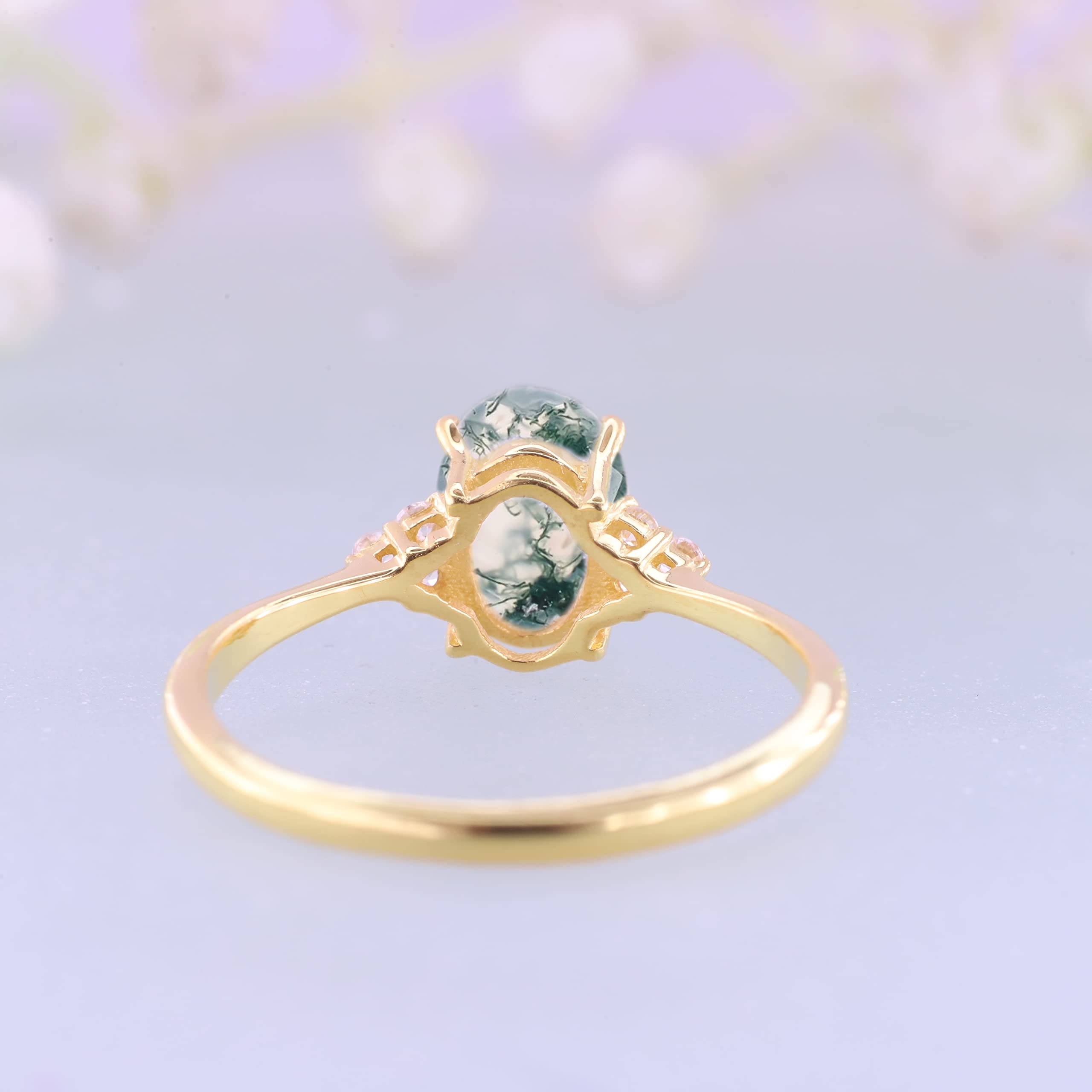 Delicate Moss Agate Diamond Ring Yellow Gold Engagement Ring Natural Gemstone Jewelry Minimalist Promise Ring Wedding Statement Gift For Her BY KANISHKA GEMS JEWELS