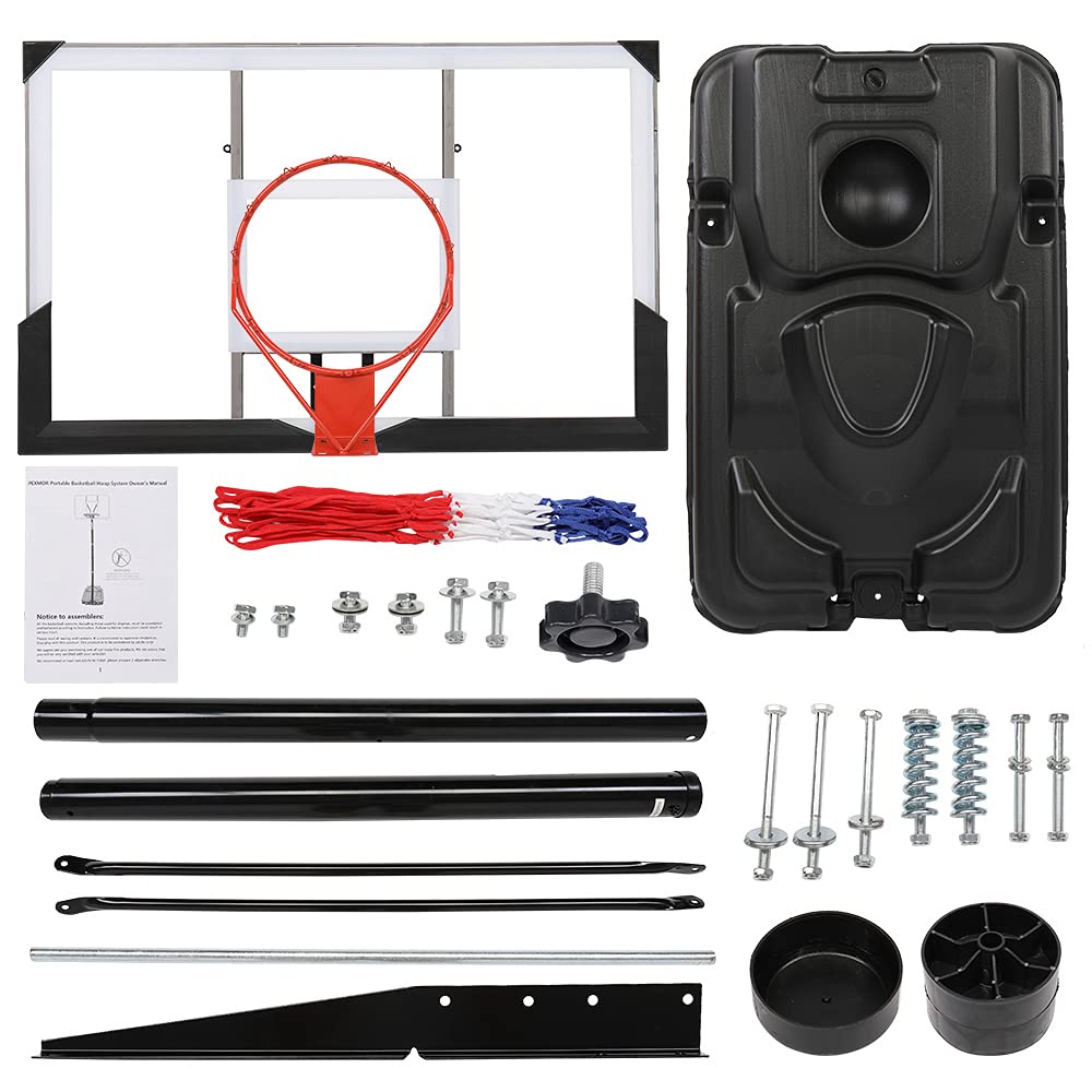 Ktaxon 8-10Ft Height Adjustable Basketball Hoop, 44 Inch Portable PC Backboard System, Adults & Youths Basketballs Goal Set W/Fillable Base, Nylon Net for Indoor Outdoor