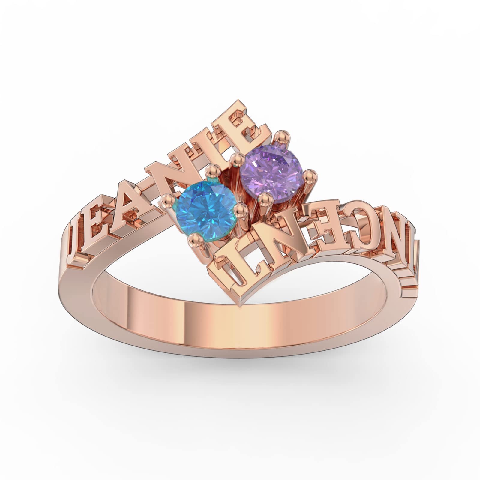 Zeekisfia Custom 3D Name Ring Creative Personalized Birthstone Ring Promise Ring for Her Women Mother Grandma Wife Jewelry Gifts