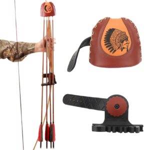 archery arrow quiver,lightweight recurve bow leather quiver arrow holder,quick removal quiver compound bow accessories,pocket hanged arrow holder for target shooting hunting,adjustable bow quiver