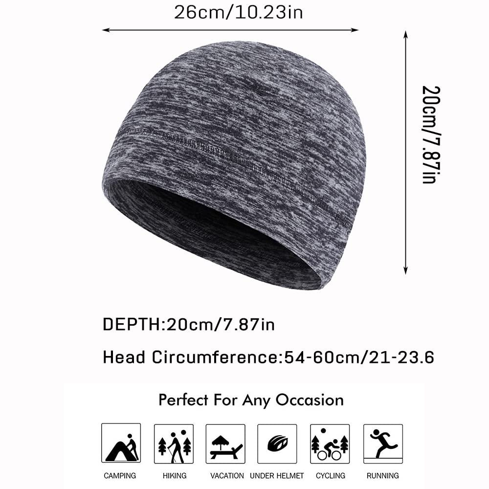 CHOWMI Winter Skull Cap Hat Thermal Stretchable Cycling Cap Polar Fleece Beanies Head Warmer for Men Women (Hemp Black)…